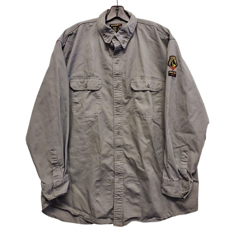 BLACK STALLION FR Shirt Mens XXL Gray FLAME RESISTANCE 70E ARC 2 NFPA 2112
